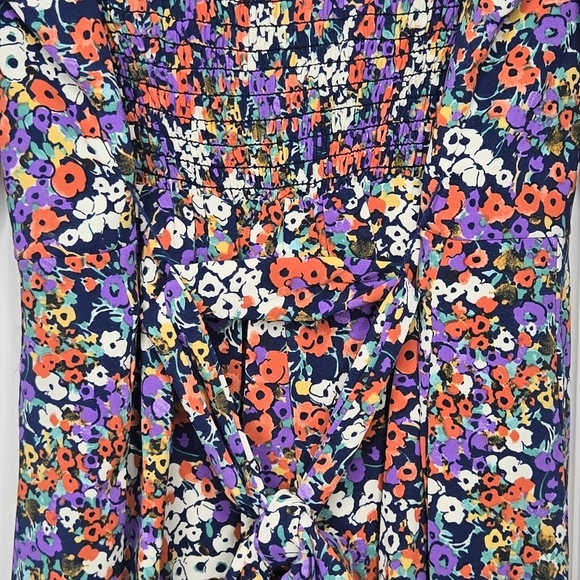 Anthropologie Traffic People Floral Print Smocked Puff Sleeve Romper Small - Picture 5 of 8